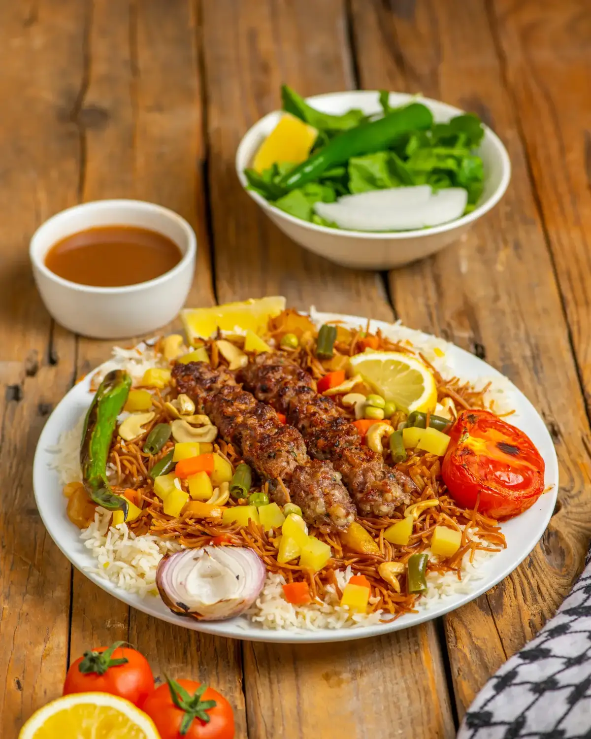 كباب مع الأرز